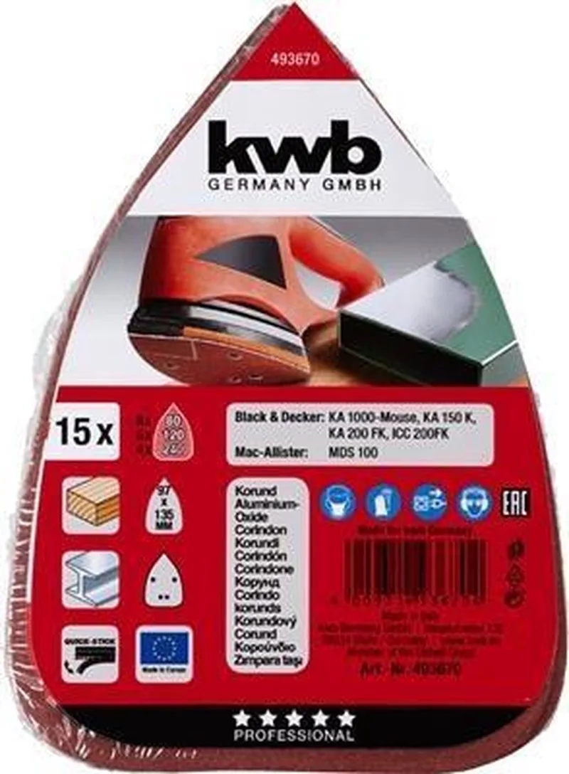 schuurschijf 96 x 136 mm - Assorti - Klittenbandhechting - 493670 - 15 stuks fra KWB – produktbillede 1 af 3