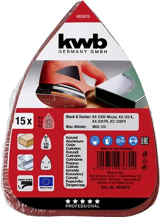 schuurschijf 96 x 136 mm - Assorti - Klittenbandhechting - 493670 - 15 stuks fra KWB – produktbillede 3 af 3