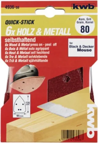 schuurschijf 96 x 136 mm - Korrel 240 - Klittenbandhechting - 493624 - 5 stuks fra KWB – produktbillede 1 af 3