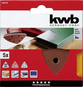 schuurschijf Delta 105 x 105 mm - Korrel 240 - Klittenbandhechting - 492724 - 5 stuks von KWB – Produktbild 3 von 3