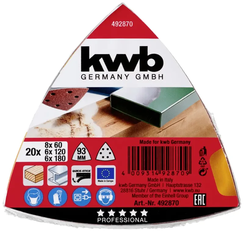 schuurschijf Delta 93 x 93 mm - Assorti - Klittenbandhechting - 492870 - 20 stuks von KWB – Produktbild 3 von 3