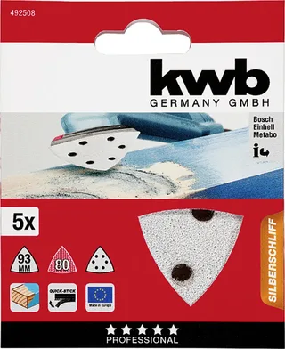 schuurschijf Delta 93 x 93 mm - Korrel 80 - Klittenbandhechting - 492508 - 5 stuks von KWB – Produktbild 3 von 3
