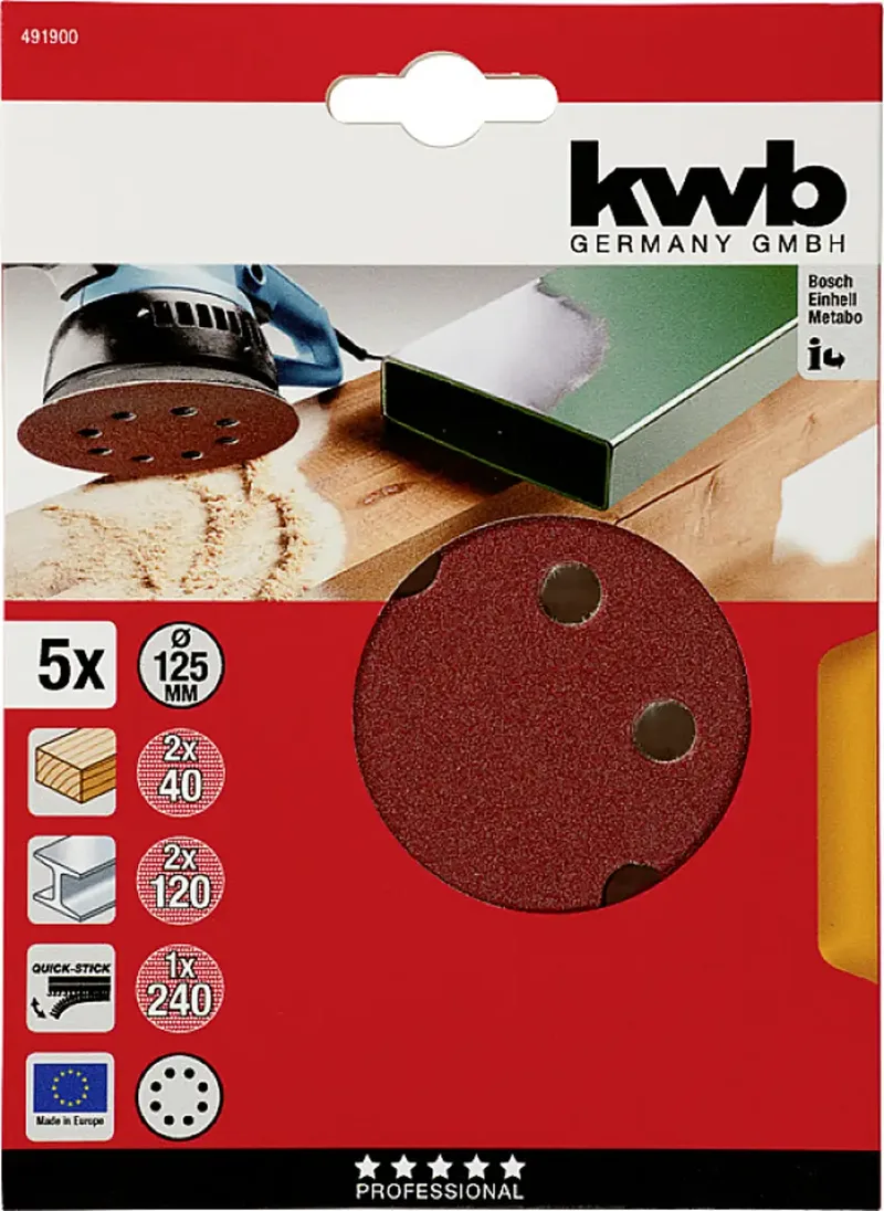 Schuurschijf - Ø 125 - 2xK40, 2xK120, 1xK240 by KWB – product image 3 of 3