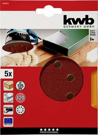 kwb 491912 Slipskiva Diameter 125 mm Kornighet=120 5 st från KWB – produktbild 3 av 3