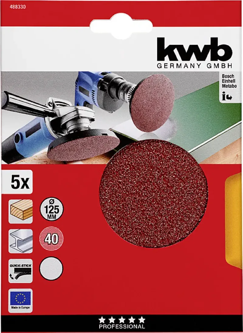 kwb 488330 Slibeskive Diameter 125 mm Kornstørrelse=40 5 stk von KWB – Produktbild 3 von 3