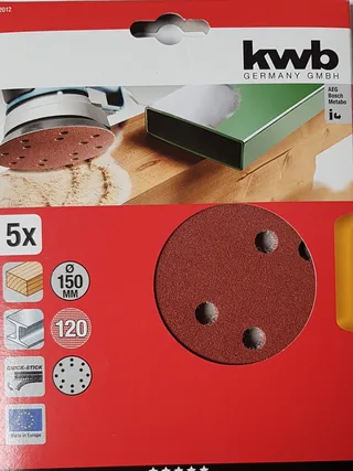 schuurschijf Ø 150 mm - Korrel 120 - Klittenbandhechting - 492012 - 5 stuks by KWB – product image 1 of 3