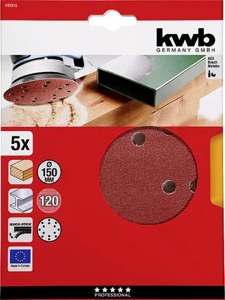 schuurschijf Ø 150 mm - Korrel 120 - Klittenbandhechting - 492012 - 5 stuks by KWB – product image 3 of 3