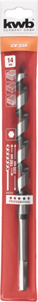 slangenboor Ø 14 x 235 mm - Centreerpunt - Professional line - Zeskantschacht - 042214 by KWB – product image 3 of 3