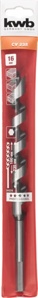 slangenboor Ø 16 x 235 mm - Centreerpunt - Professional line - Zeskantschacht - 042216 van KWB – productafbeelding 3 van 3