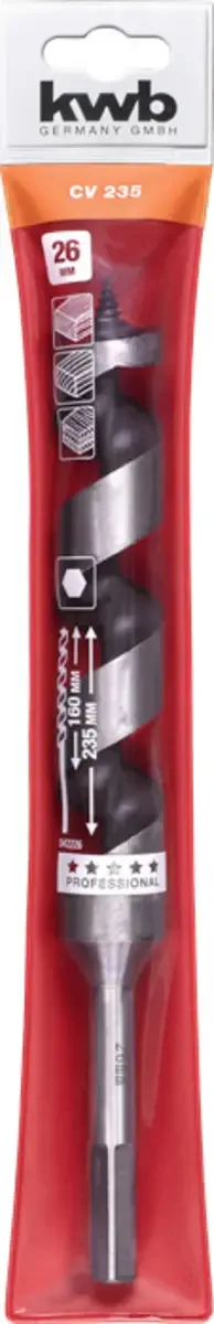slangenboor Ø 26 x 235 mm - Centreerpunt - Professional line - Zeskantschacht - 042226 fra KWB – produktbillede 3 af 3