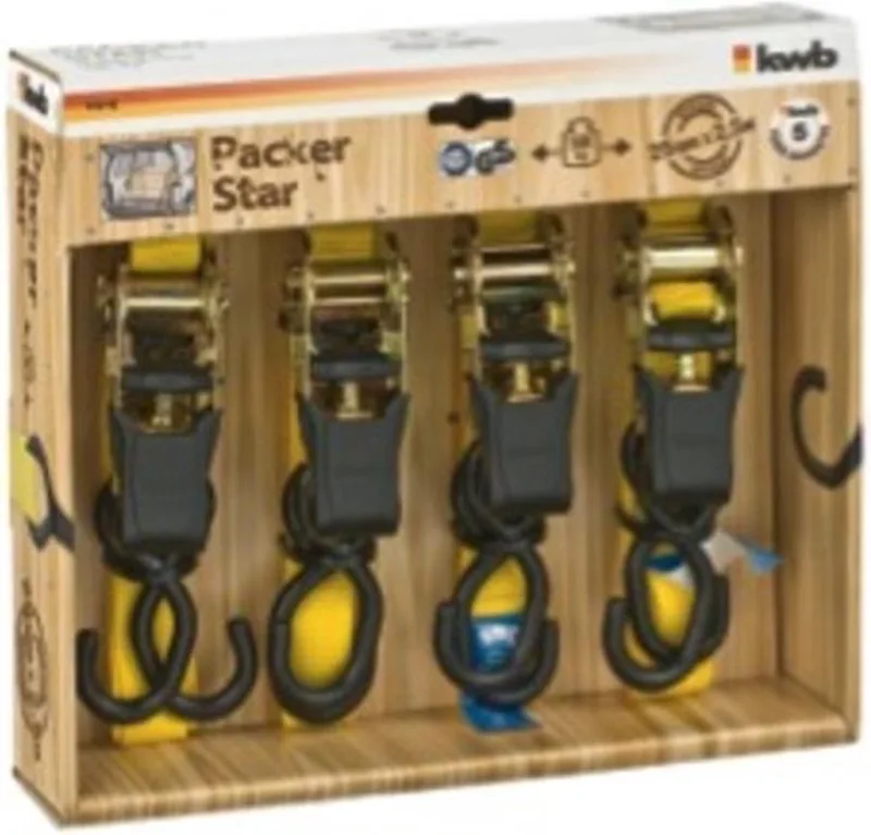 spanband met ratel en 2 haken 2,5 m x 25 mm set van 4 by KWB, Neutraal – product image