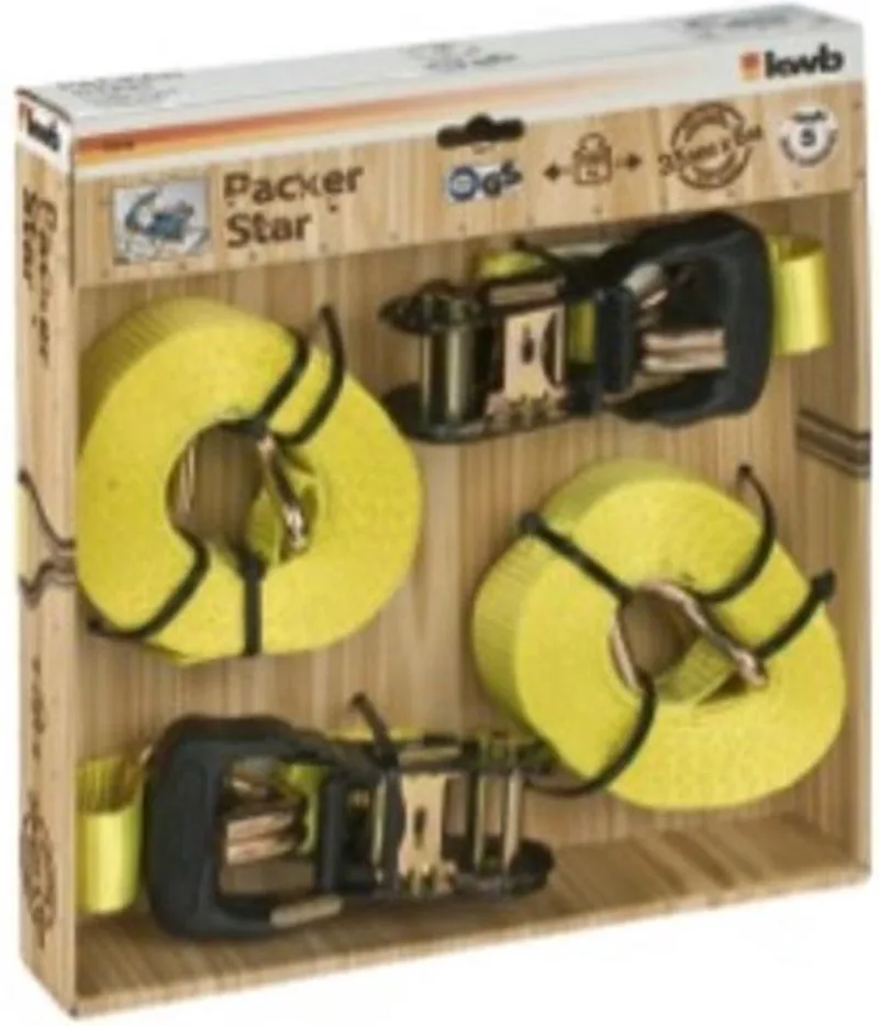 Spanband met ratel en 2 haken 6,0 m x 35 mm Set van 2 by KWB, Neutraal – product image