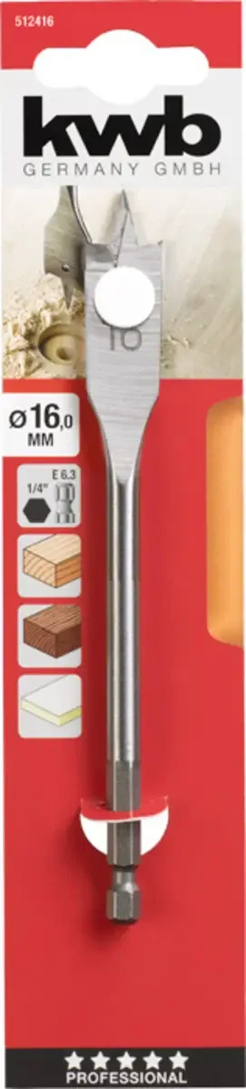Speedboor - Lepelboor - met voorsnij punten - 16mm Profi von KWB – Produktbild 3 von 3