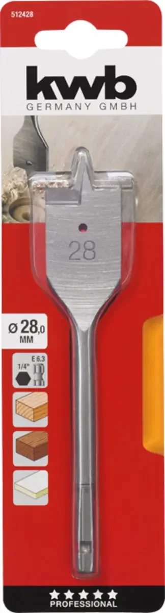 Speedboor - Lepelboor - met voorsnij punten - 28mm Profi von KWB – Produktbild 3 von 3