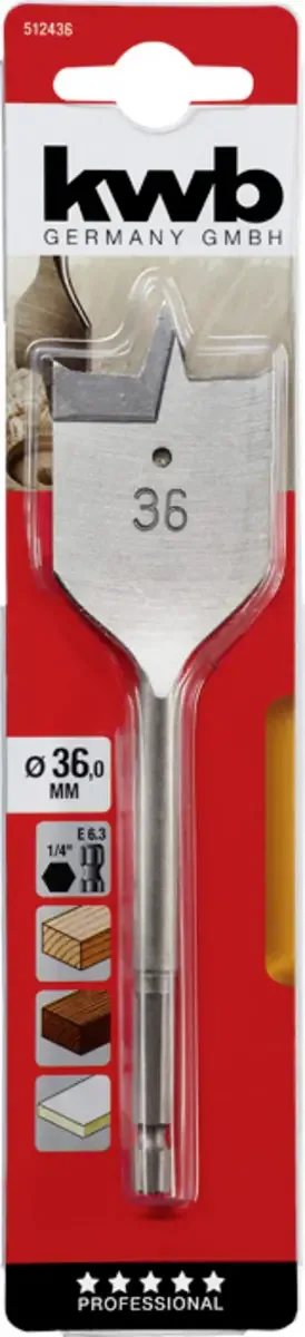 Speedboor - Lepelboor - met voorsnij punten - 36mm Profi by KWB – product image 3 of 3