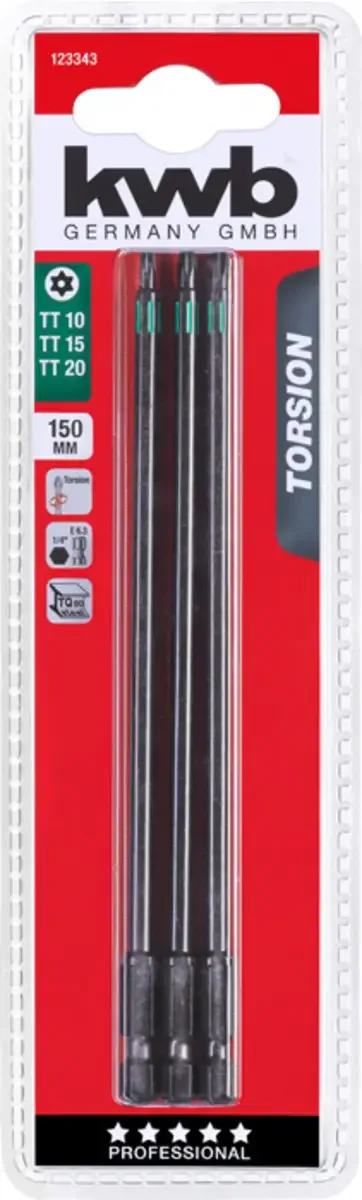 torsie bitset - TT10, TT15 en TT20 - Lengte 150 mm - Hoge torsieweerstand - 123343 de KWB – image du produit 3 sur 3