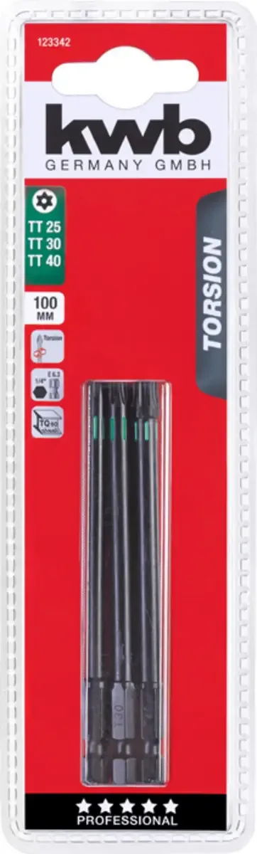 torsie bitset - TT25, TT30 en TT40 - Lengte 100 mm - Hoge torsieweerstand - 123342 von KWB – Produktbild 3 von 3