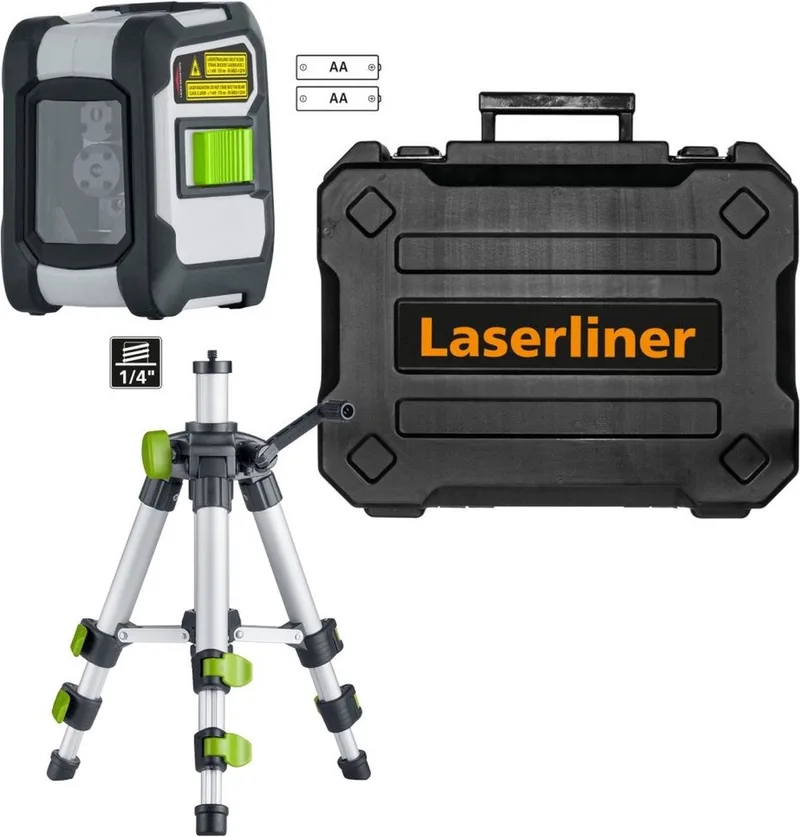 CompactCross-Laser Pro Kruislijnlaser incl. statief in koffer - 2 lijnen - Groen - 40m - Bluetooth von Laserliner, Witgrijs – Produktbild