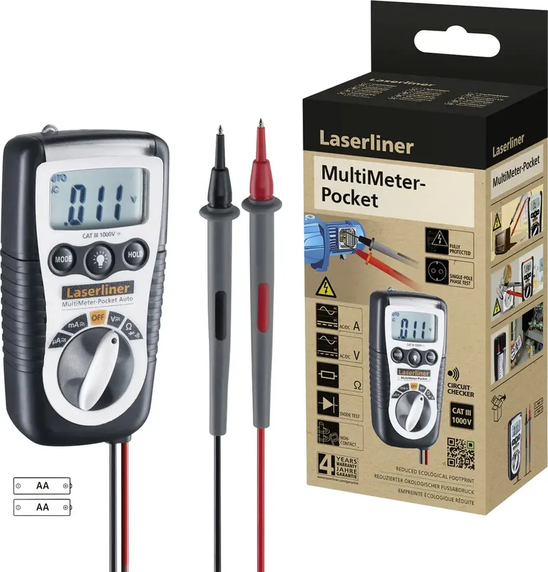 MultiMeter-Pocket Hand-Multimeter digital Durchgangsprüfung by Laserliner – product image 1 of 3