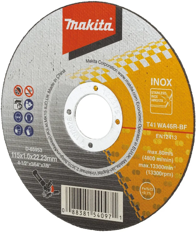 115 x 22,23 x 1,2 mm Doorslijpschijf RVS - D-65953 van Makita – productafbeelding 1 van 2