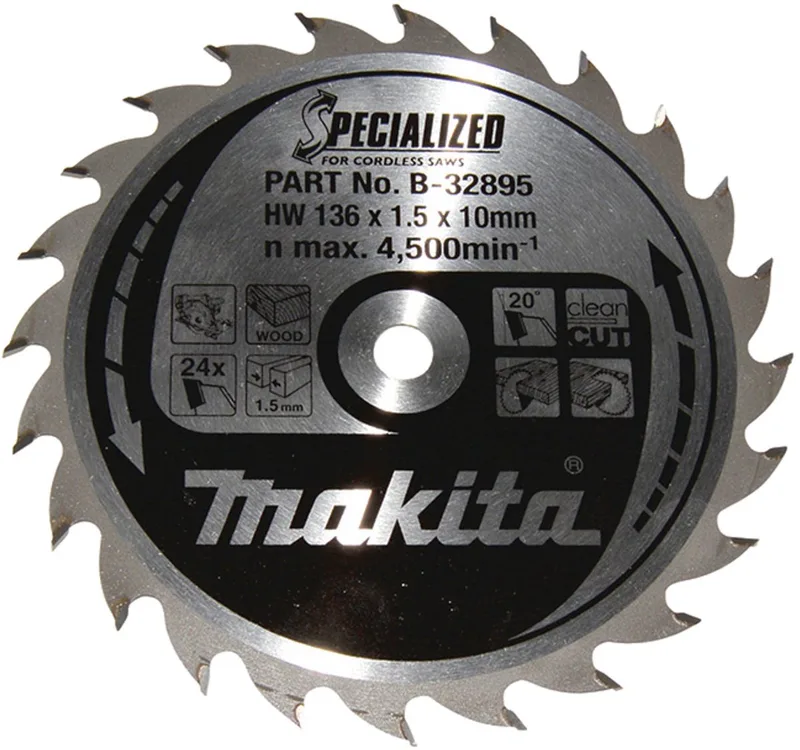 136 x 10 mm 24-tands Cirkelzaagblad Hout - B-32895 de Makita – image du produit