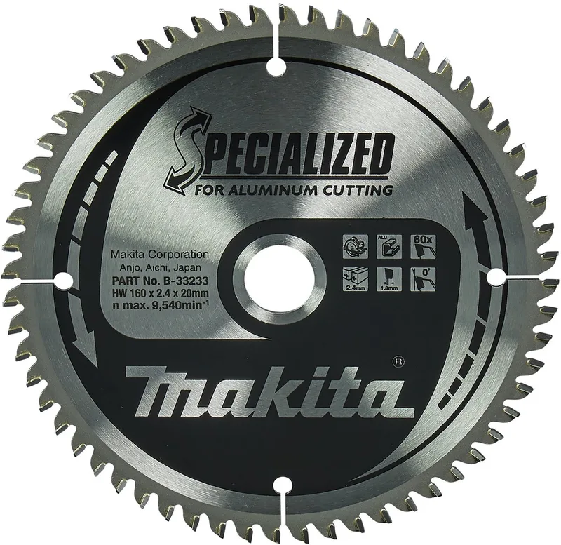160 x 20 mm 60-tands Cirkelzaagblad Aluminium | Specialized - B-33233 de Makita – image du produit
