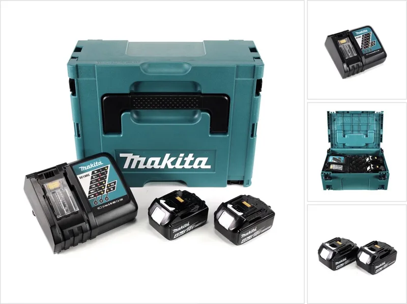 196866-5 18V Li-Ion accu starterset (2x 4.0Ah) + lader in Mbox by Makita – product image
