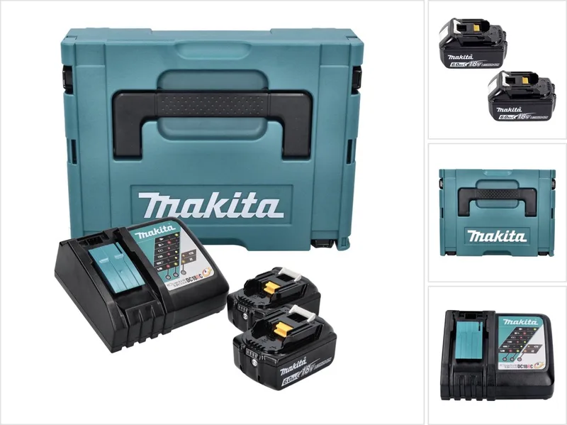 198116-4 18V Li-Ion accu starterset (2x 6,0Ah) in Mbox van Makita – productafbeelding