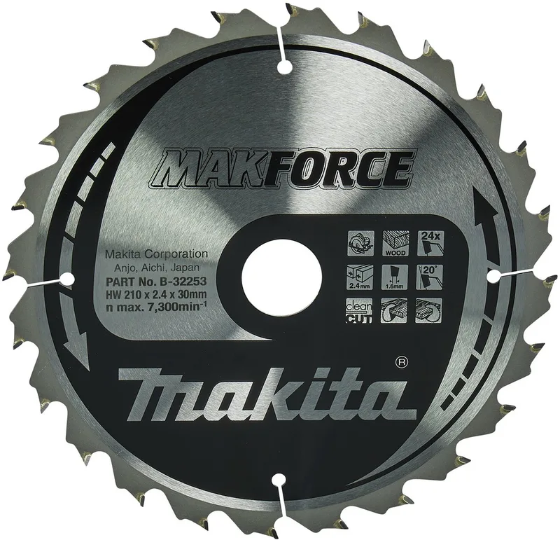 210 x 30 mm 24-tands Cirkelzaagblad Hout | Makforce - B-32253 by Makita – product image