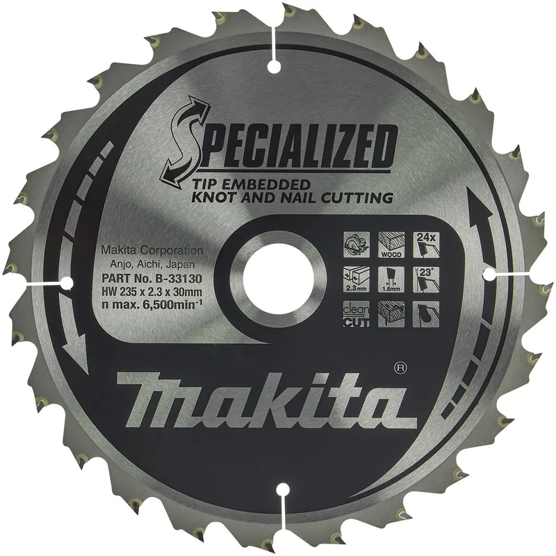 235 x 30 mm 24-tands Cirkelzaagblad Hout (noest/spijker) | Embedded Tip - B-33130 von Makita – Produktbild