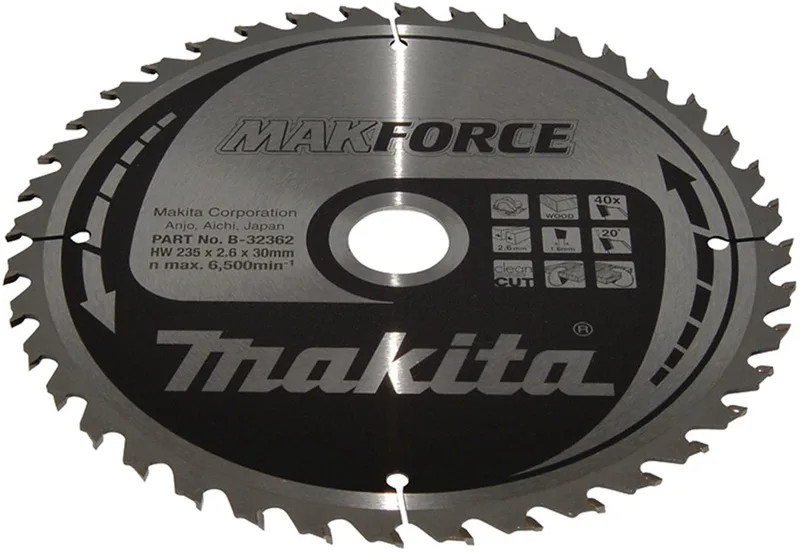 235 x 30 mm 40-tands Cirkelzaagblad Hout | Makforce - B-32362 von Makita – Produktbild