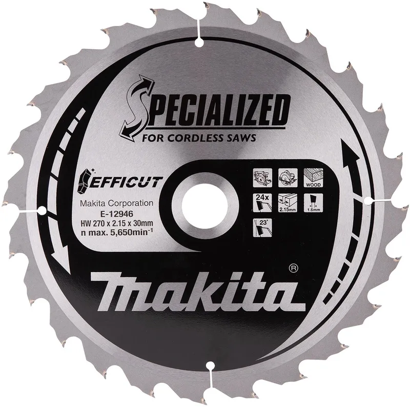 270 x 30 mm 24-tands Cirkelzaagblad Hout | Efficut - E-12946 by Makita – product image