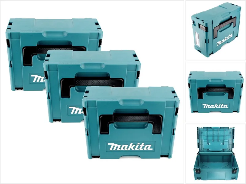 3x Makita kunststof gereedschapskoffer MAKPAC 2 - zonder inzetstuk de Makita, Turquoise – image du produit