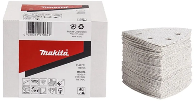 A120 94mm Delta schuurvel 3-K White velcro (50 stuks) - P-42818 de Makita – image du produit
