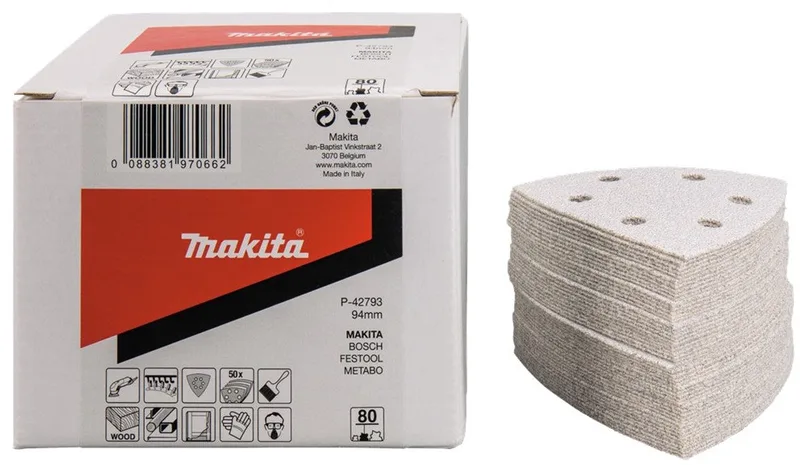 A80 94mm Delta schuurvel 3-K White velcro (50 stuks) - P-42793 by Makita – product image