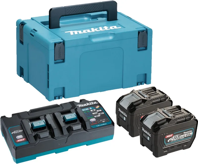 Accu Starterset XGT DC40RB 2xBL4080F in Mbox - 191Y97-1 van Makita – productafbeelding