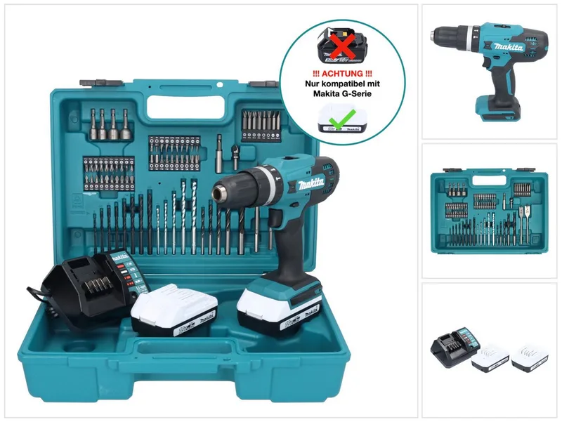 Akku-Drehschlagschrauber Makita HP 488 DAEX1 Akku Schlagbohrschrauber 18 V 42 Nm G-Serie fra Makita, Grøn – produktbillede 1 af 2