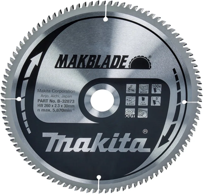 B-09117 Makblade Cirkelzaagblad - 260 x 30 x 100T - Hout / MDF / Laminaat de Makita – image du produit