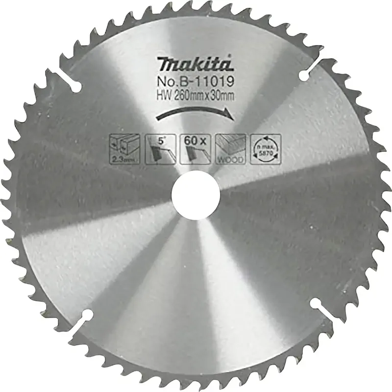 B-11019 Hartmetall Kreissägeblatt 260 x 30 x 2.3 mm Zähneanzahl: 60 1 St. fra Makita – produktbillede
