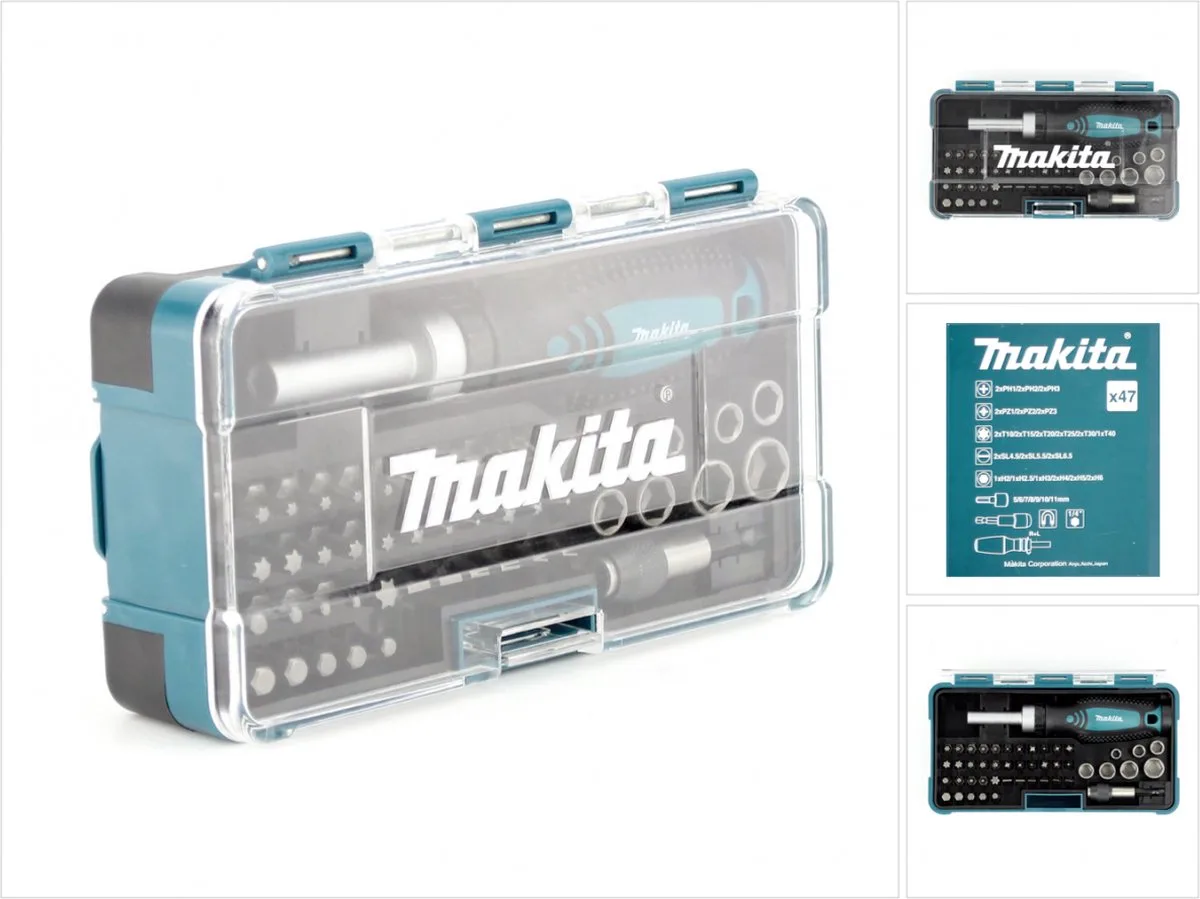 B-28612 bitset – 47-delig met bit-schroevendraaier in kunststof doos de Makita – image du produit