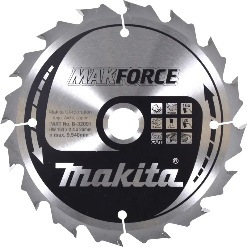 B-32091 Kreissägeblatt 160 x 20 x 2.4 mm Zähneanzahl: 16 1 St. de Makita – image du produit