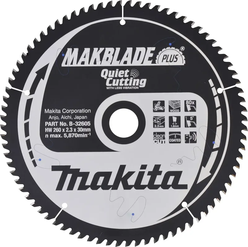 B-32605 B-32605 Kreissägeblatt 260 x 30 mm Zähneanzahl: 80 1 St. fra Makita – produktbillede