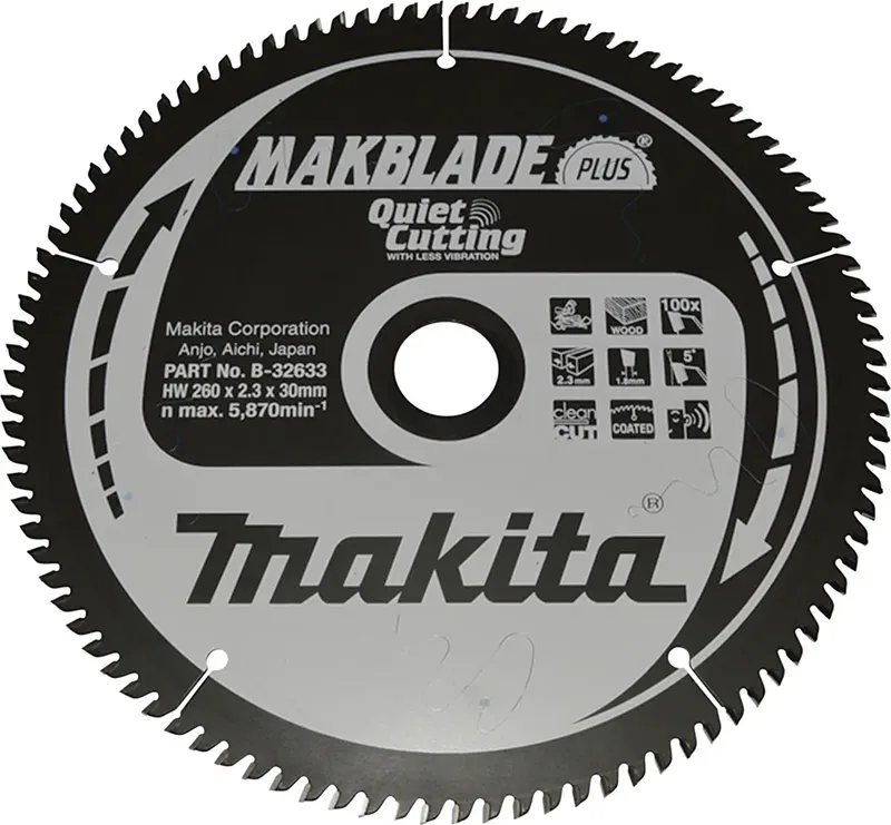 B-32633 B-32633 Kreissägeblatt 260 x 30 mm Zähneanzahl: 100 1 St. fra Makita – produktbillede