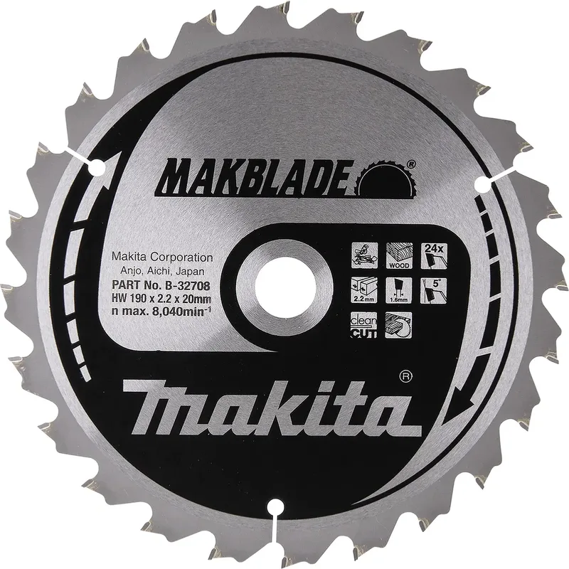 B-32708 B-32708 Kreissägeblatt 190 x 20 x 2.2 mm Zähneanzahl: 24 1 St. från Makita – produktbild
