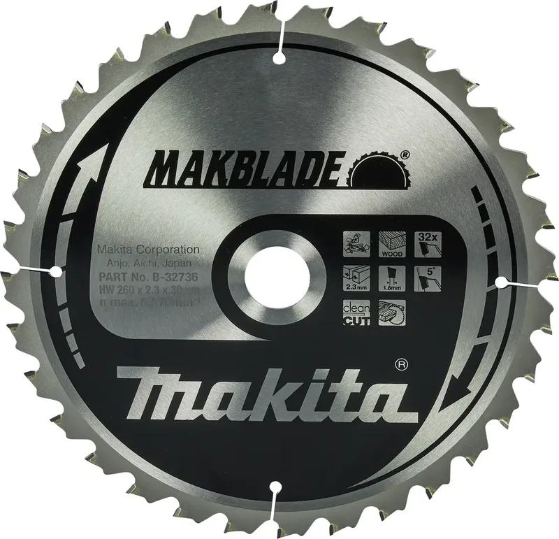 B-32736 B-32736 Kreissägeblatt 260 x 30 x 2.3 mm Zähneanzahl: 32 1 St. de Makita – image du produit