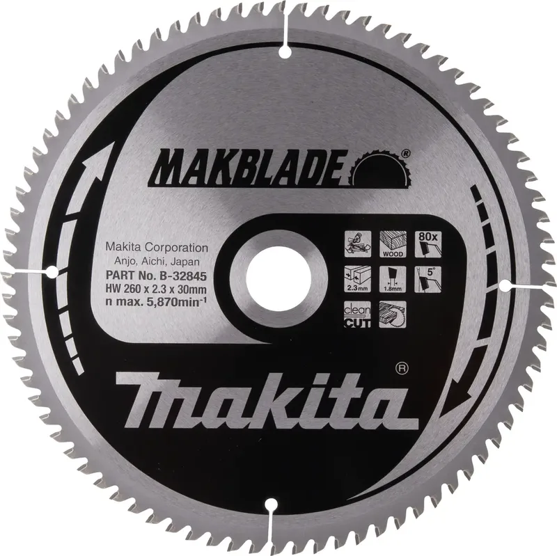 B-32845 MAKBLADE B-32845 Lame de scie circulaire 260 x 30 x 2.3 mm 1 pc(s) de Makita – image du produit
