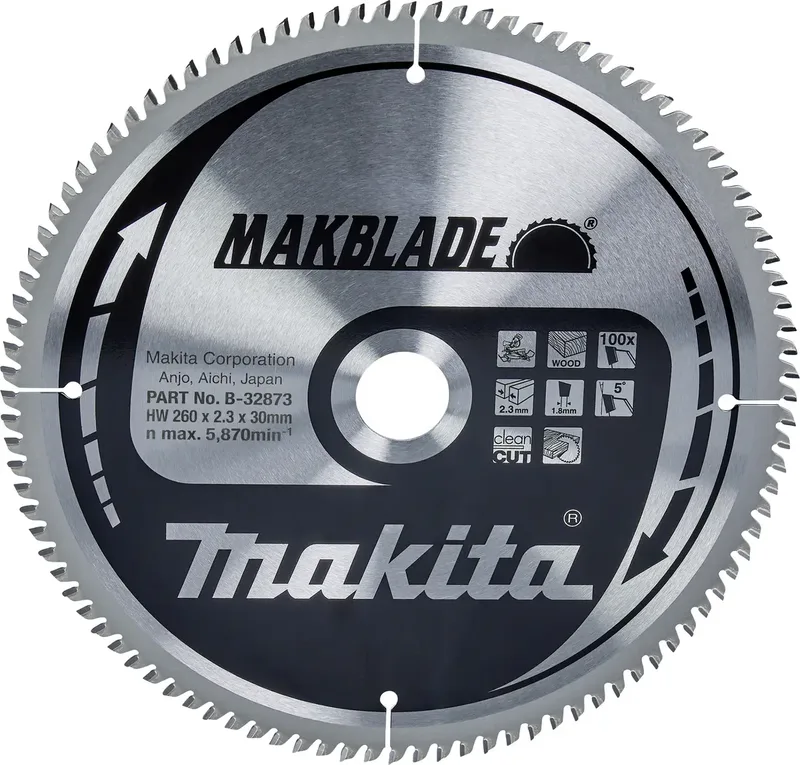 B-32873 MAKBLADE B-32873 Kreissägeblatt 260 x 30 x 2.3 mm Zähneanzahl: 100 1 St. de Makita – image du produit