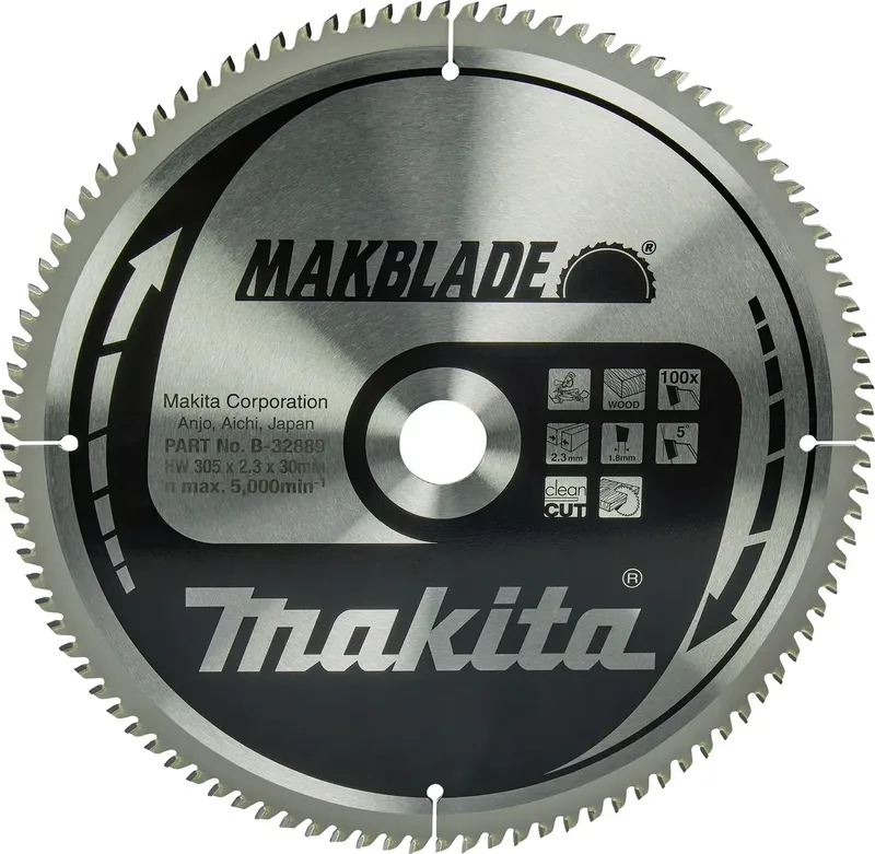 Ø 305mm Asgat 30mm 100T Afkortzaagblad voor Hout | Makblade - B-32889 van Makita – productafbeelding
