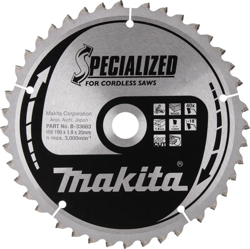 B-33663 B-33663 Kreissägeblatt 190 x 20 x 1.9 mm Zähneanzahl: 40 1 St. från Makita – produktbild