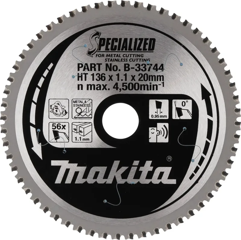 B-33744 B-33744 Kreissägeblatt 136 x 20 x 1.1 mm Zähneanzahl: 56 1 St. fra Makita – produktbillede